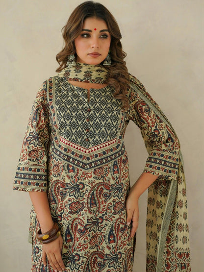 Dhiyona KL Women Pure Cotton Kurta with Trousers & With Dupatta