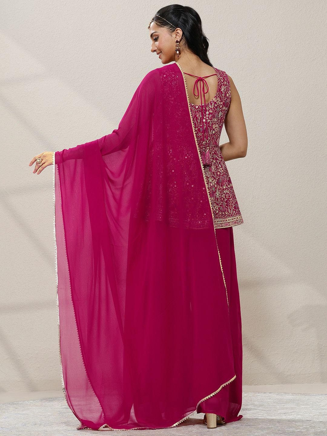 Dhiyona LL Women Ethnic Motifs Embroidered Panelled Gotta Patti Kurta with Palazzos & With Dupatta