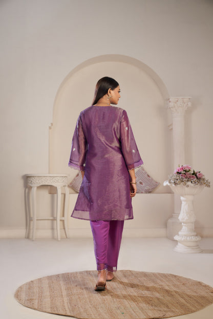 Anumeha Plum Full Work co-ord set
