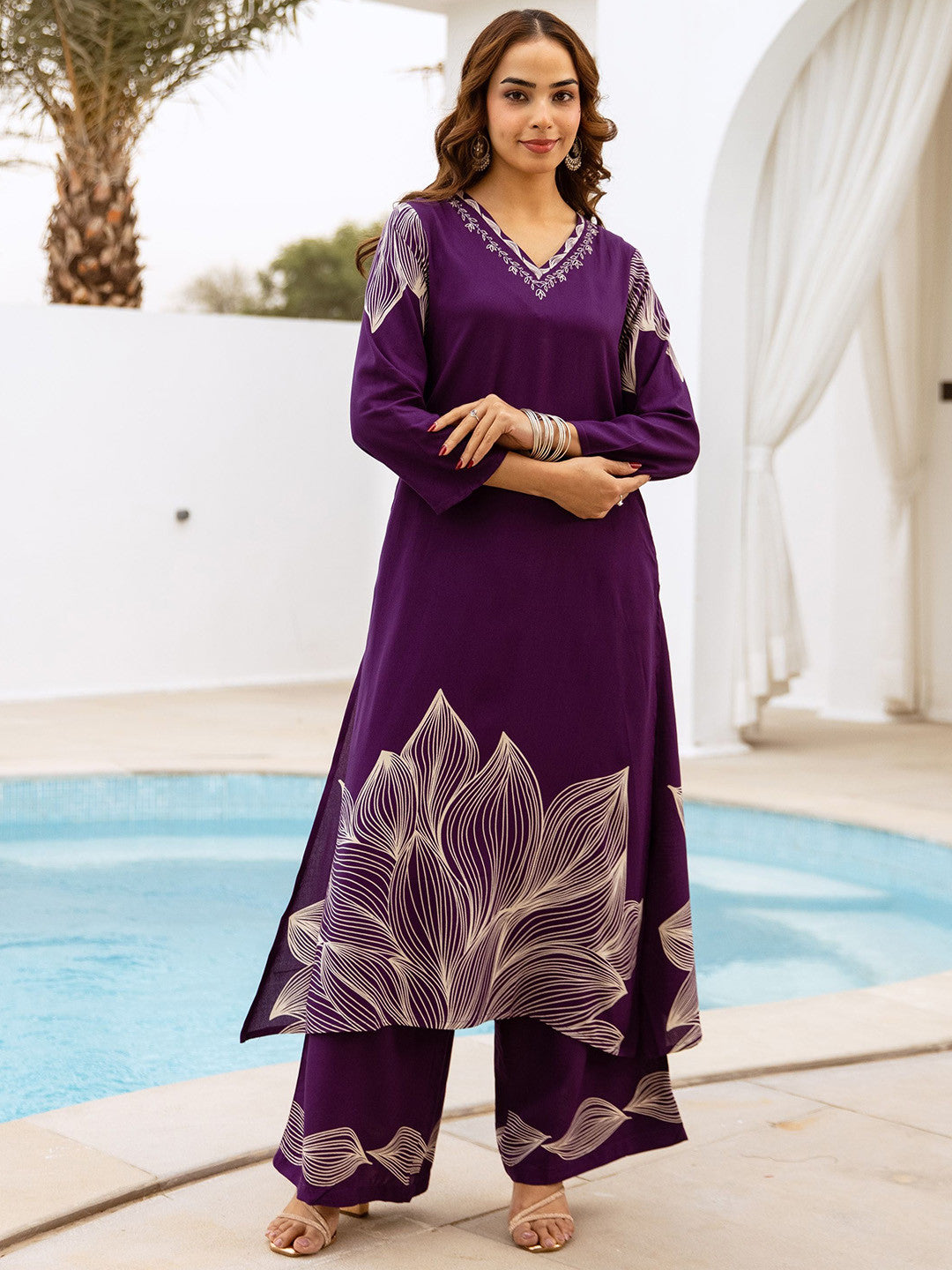 Women Floral Printed Kurta with Palazzo