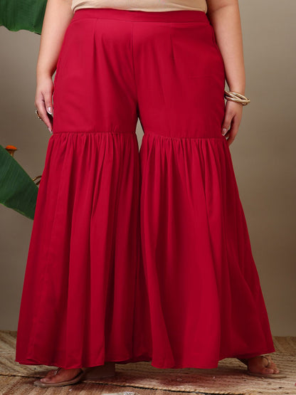 Dhiyona IN Women Ethnic Motifs Embroidered Regular Kurta with Sharara & With Dupatta