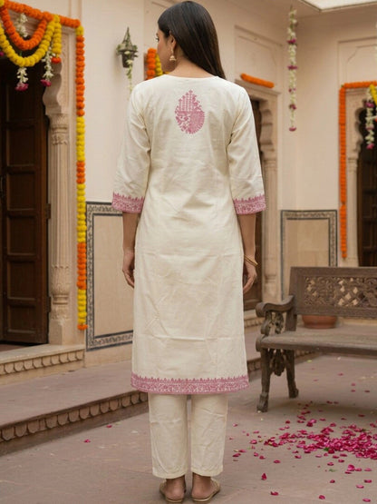 Women Regular Pure Cotton Kurta with Trousers & With Dupatta
