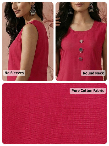 Regular Mirror Work Pure Cotton Kurta with Palazzos