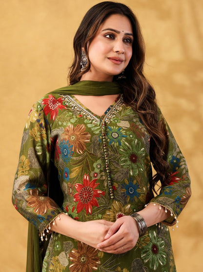 Dhiyona HOP Floral Printed Kurta with Sharara & Dupatta Set