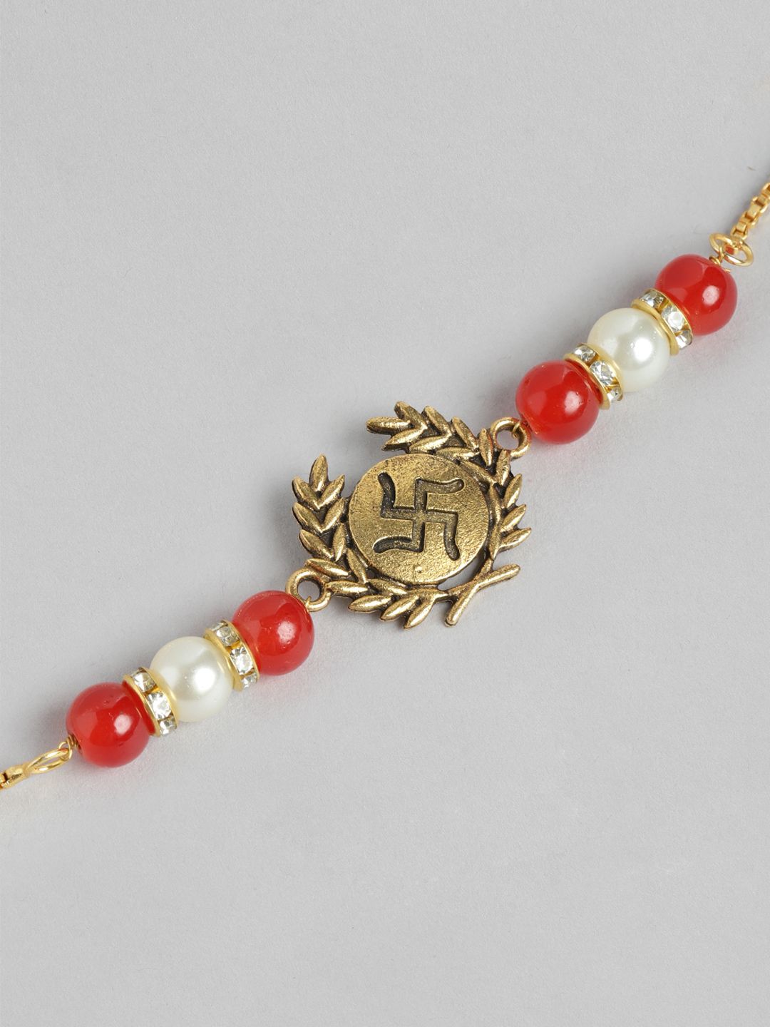 Dhiyona Unisex Set of 2 Beaded Bhai Bhabhi Rakhis With Roli & Chawal