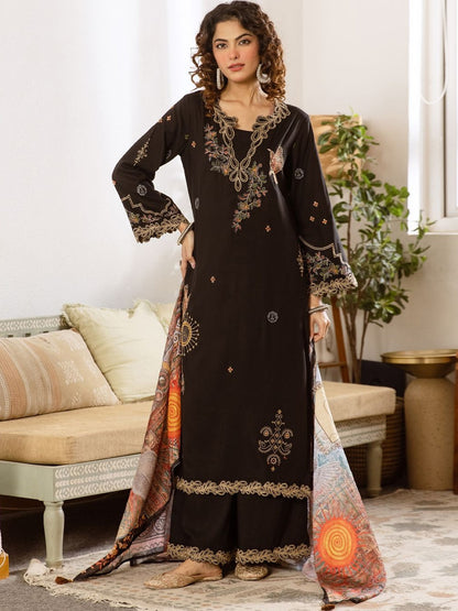 Women Ethnic Motifs Embroidered Regular Thread Work Kurta with Palazzos & With Dupatta