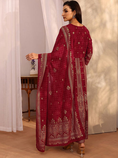 Dhiyona LL Women Ethnic Motifs Printed Panelled Kurta with Palazzos & With Dupatta