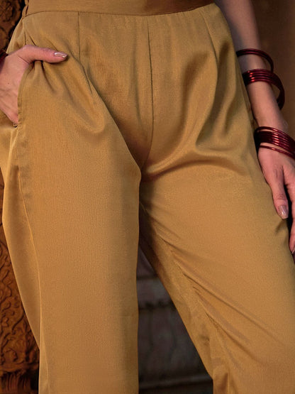 Dhiyona CH Women Ethnic Motifs Embroidered Regular Thread Work Kurta with Trousers & With Dupatta