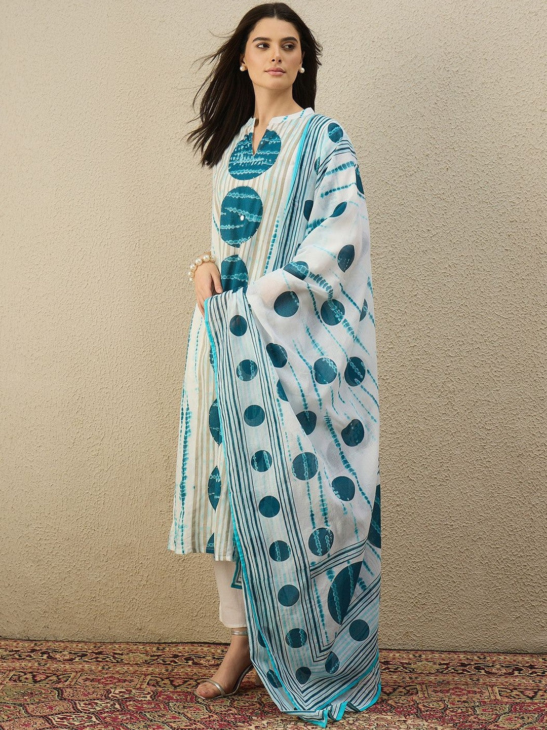 Women Printed Regular Pure Cotton Kurta with Trousers & With Dupatta