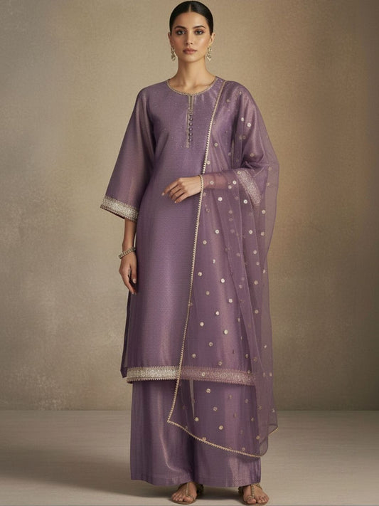 Dhiyona VA Women Regular Sequinned Kurta with Palazzos & With Dupatta