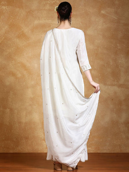 Dhiyona VA Women Floral Embroidered Kurta with Sharara & Dupatta