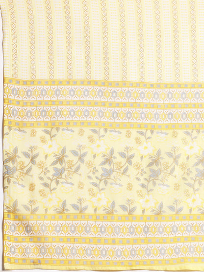 Women's LB Yellow Printed Cotton Straight Suit With Dupatta