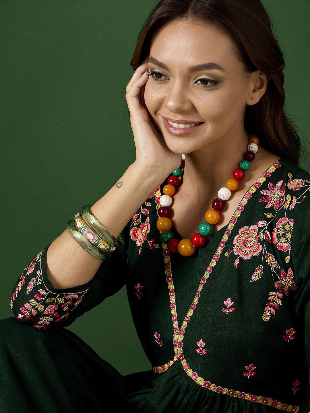 Sequence Embroidered Anarkali Kurta With Trousers