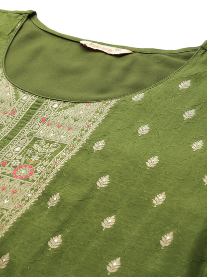 Ethnic Motifs Woven Design Kurta with Trousers & Dupatta