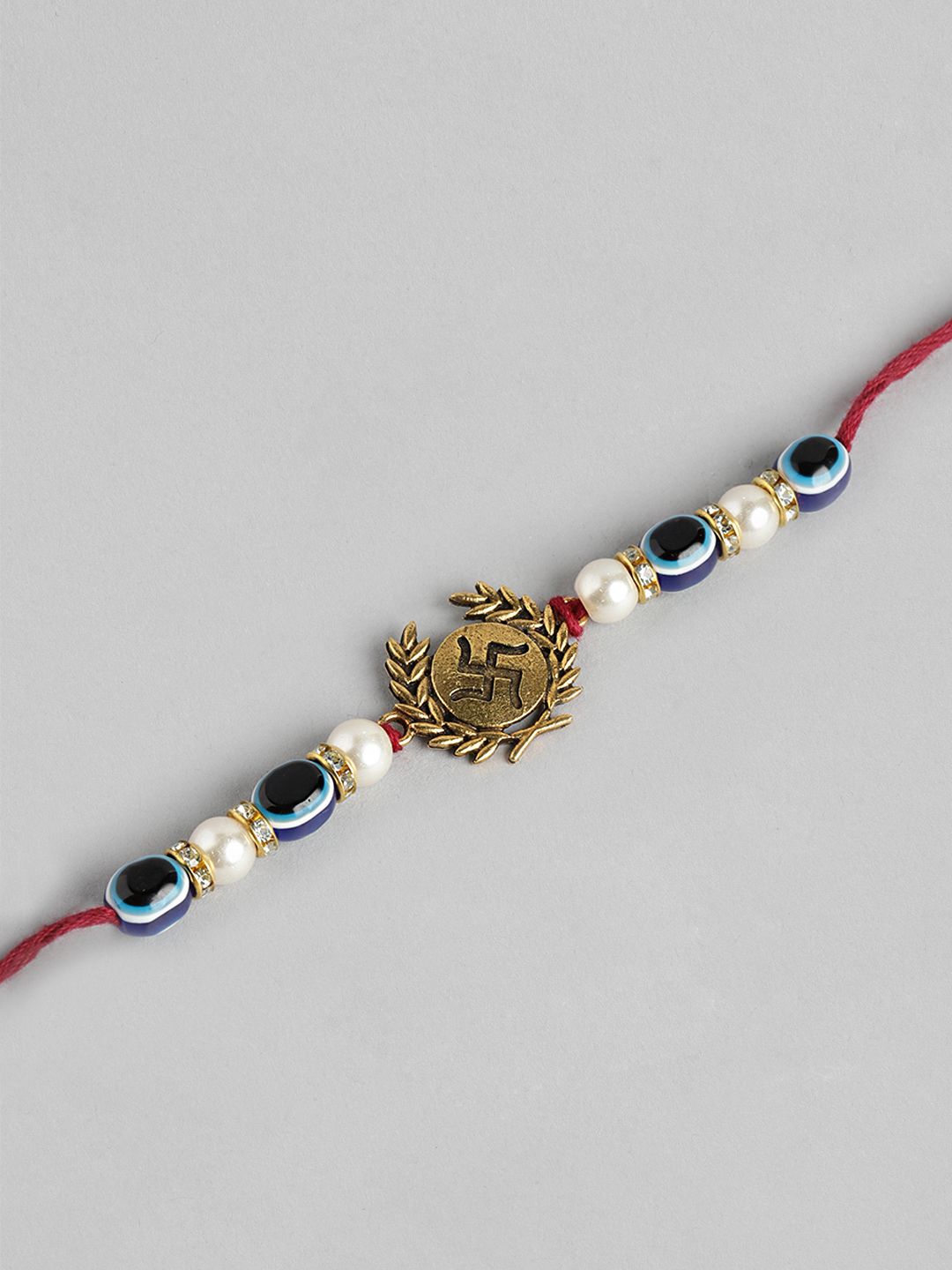 Dhiyona Unisex Set of 2 Beaded Bhai Bhabhi Rakhis With Roli & Chawal
