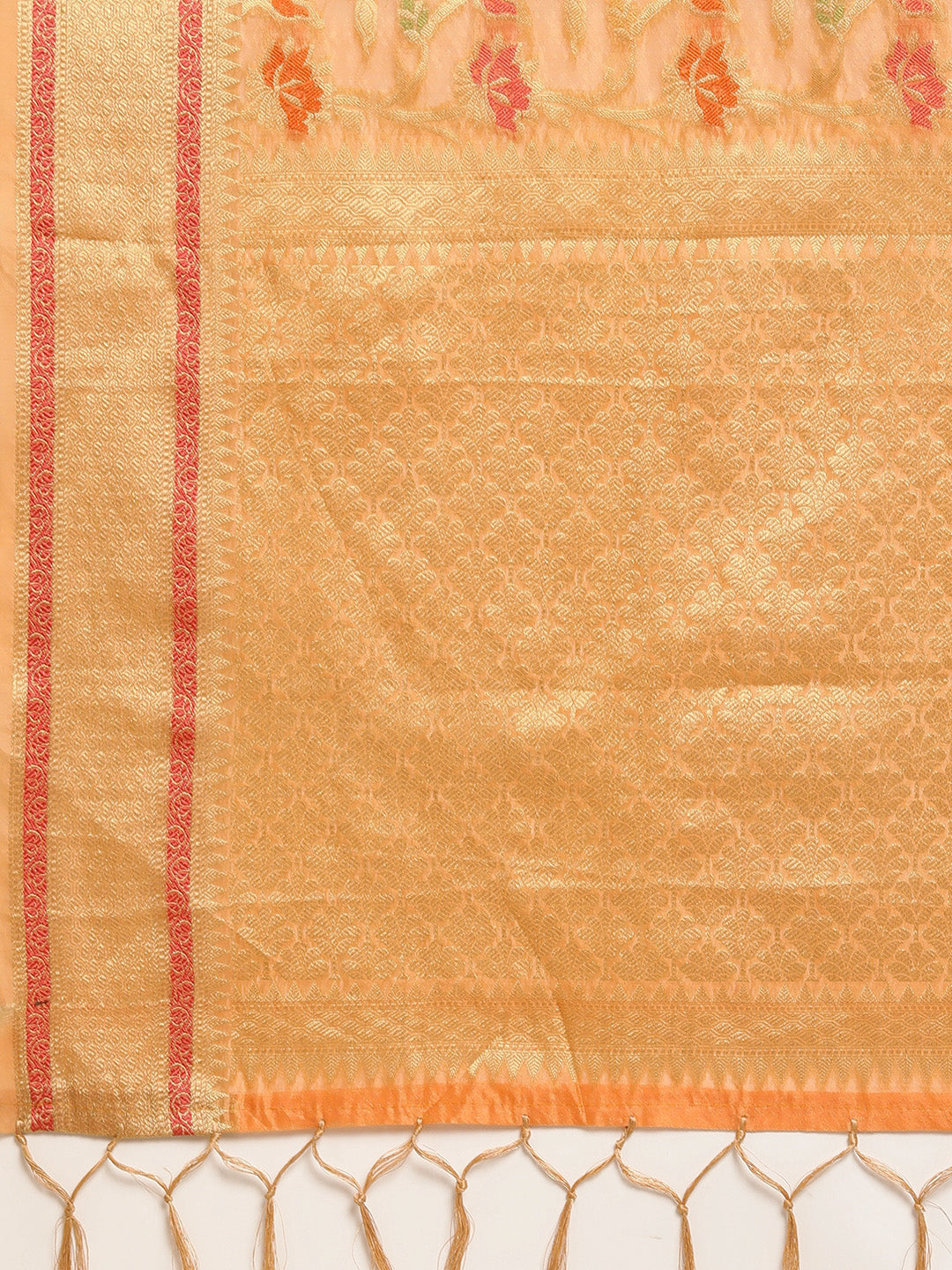 Dhiyona GR Women's Gulmohar Tangerine Orange Organza Saree