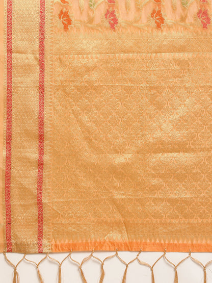 Dhiyona GR Women's Gulmohar Tangerine Orange Organza Saree