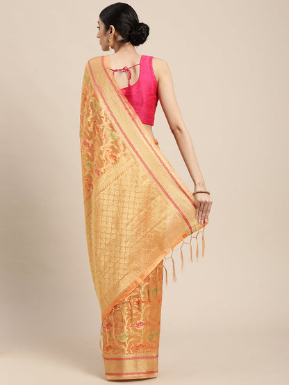 Dhiyona GR Women's Gulmohar Tangerine Orange Organza Saree