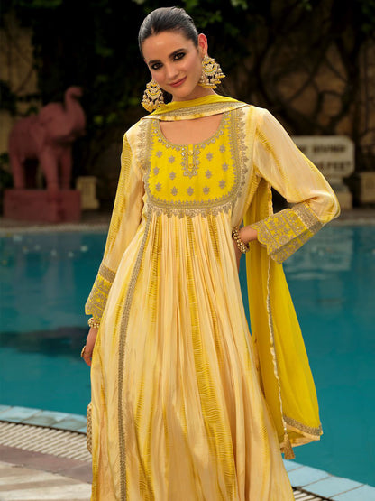 Women Ethnic Motifs Embroidered Anarkali Kurta with Trousers & Dupatta