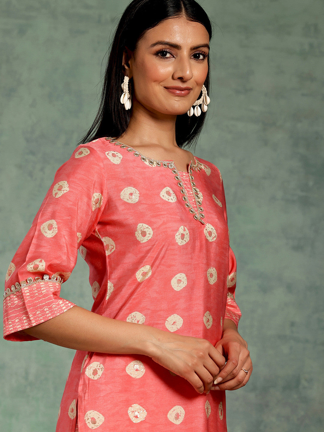 Women Ethnic Motifs Printed Regular Thread Work Kurta with Trousers