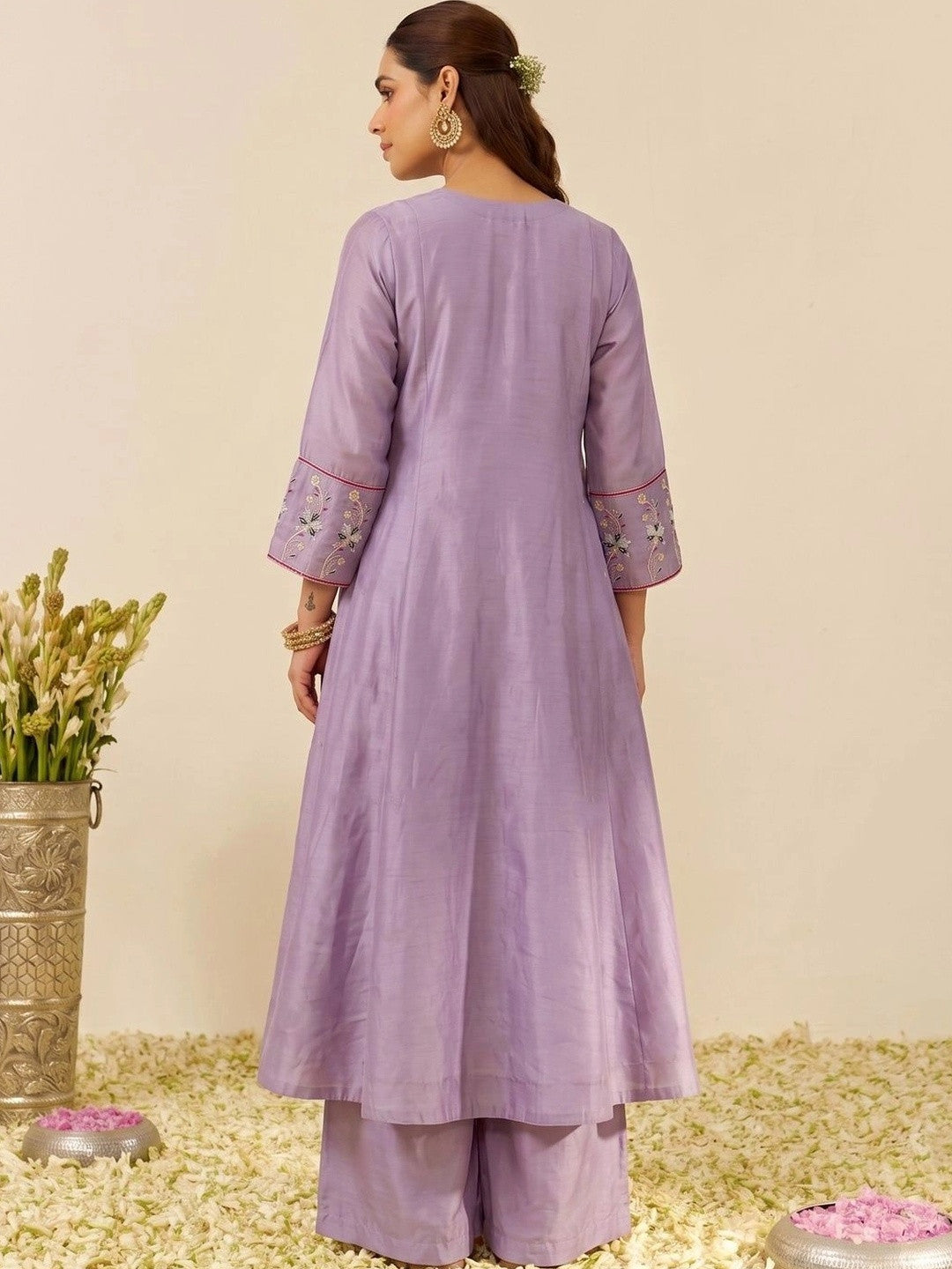 Women Ethnic Motifs Embroidered Regular Thread Work Kurta with Palazzos & With Dupatta