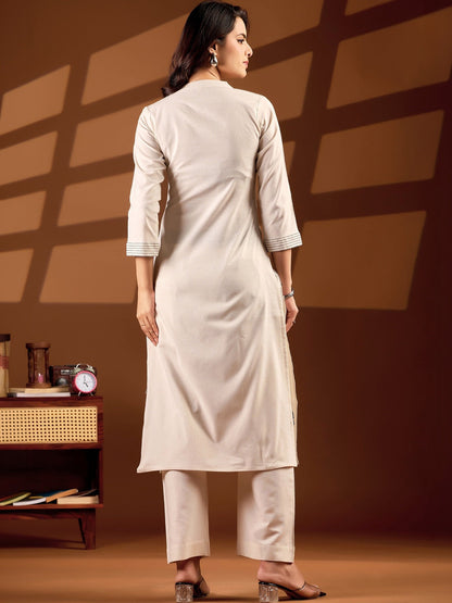 Women Ethnic Motifs Embroidered Regular Thread Work Pure Cotton Kurta with Trousers
