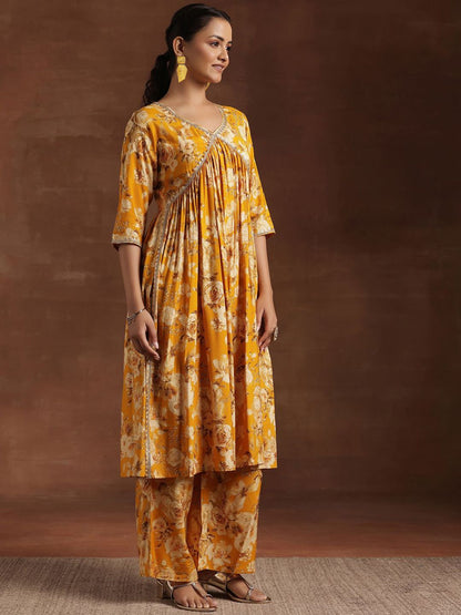 Dhiyona LL Floral Printed Empire Sequinned A-Line Kurta With Palazzo & Dupatta
