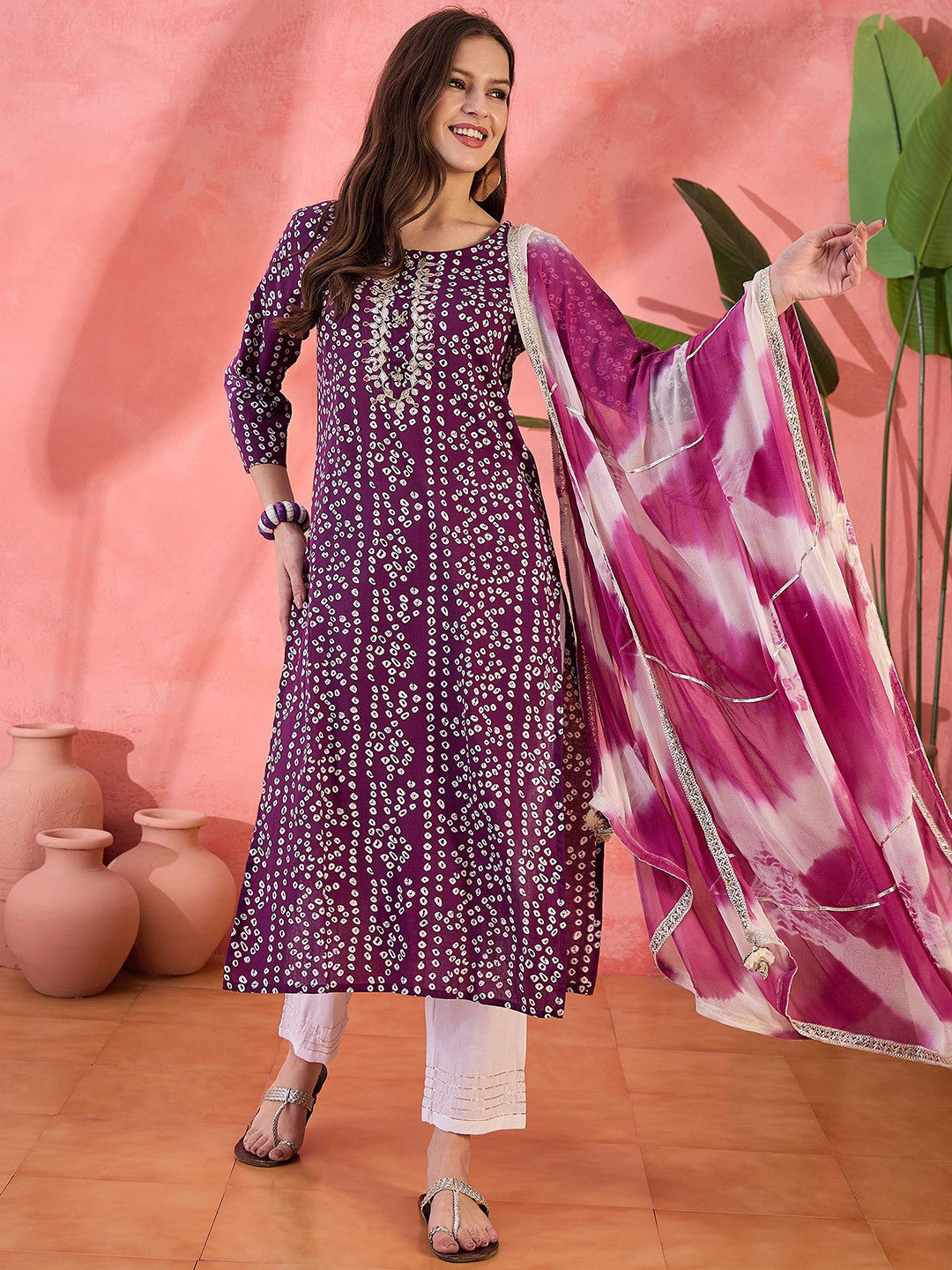 Printed Pure Cotton Kurta Trouser With Dupatta