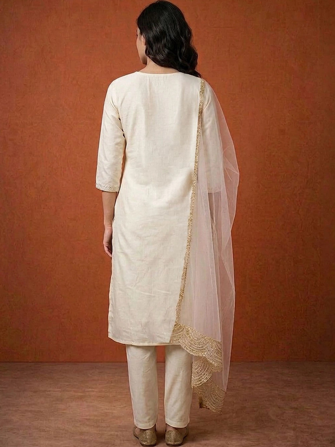Women Ethnic Motifs Embroidered Regular Kurta with Trousers & With Dupatta