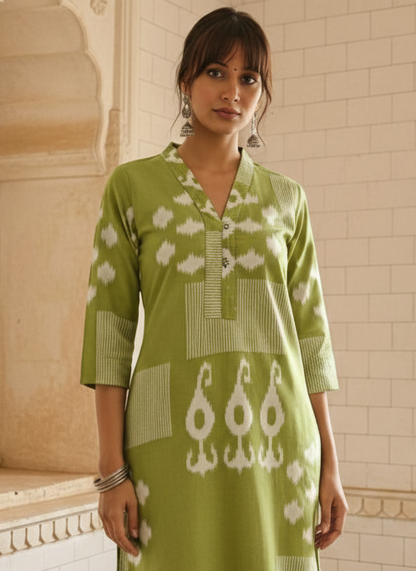 Swades Leaf cotton kurta pant set