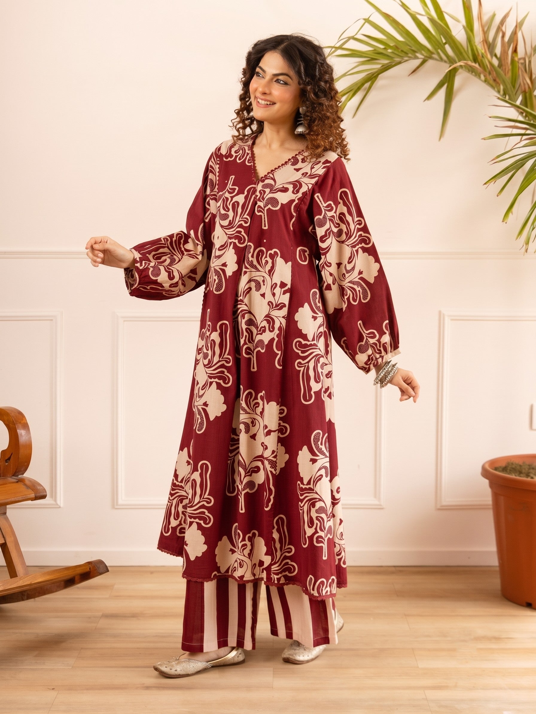 Karen sangria printed cotton co-ord set