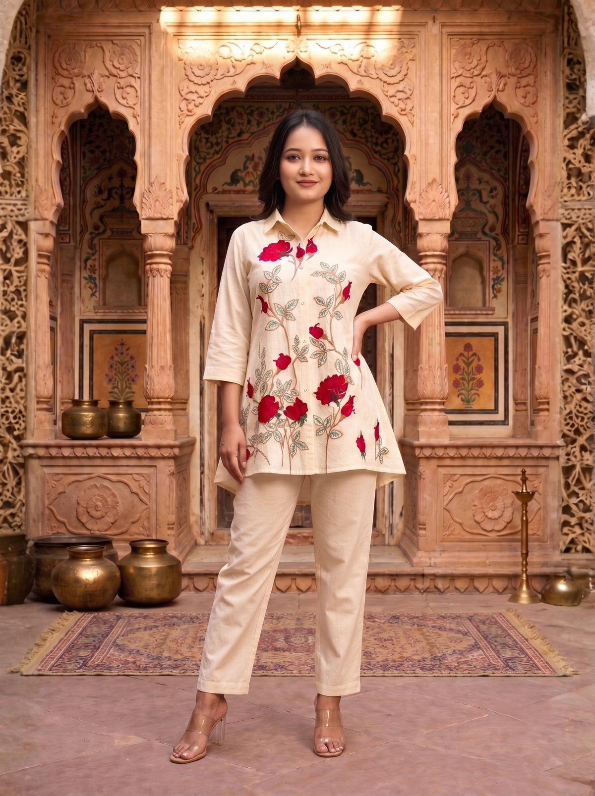 SNEHA ANGEL EMBROIDERED COTTON CO-ORD SET