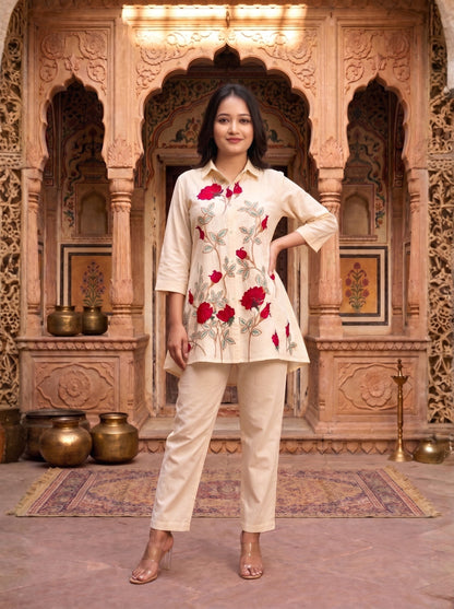 SNEHA ANGEL EMBROIDERED COTTON CO-ORD SET