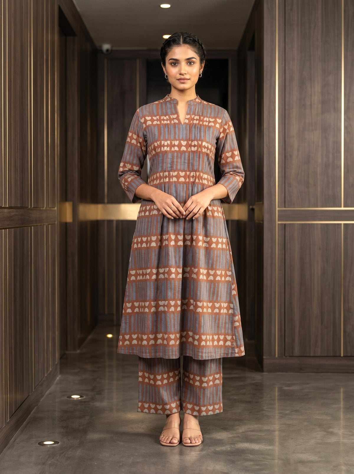 Akshara stone cotton kurta pant set