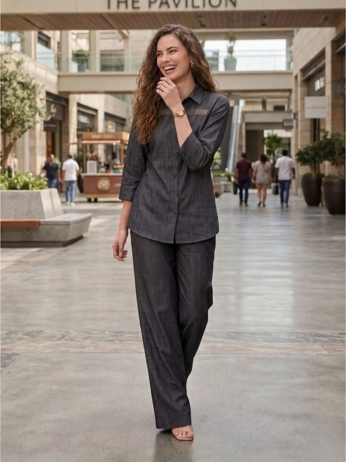 Prisha iridium denim co-ord set