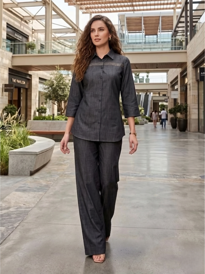 Prisha iridium denim co-ord set