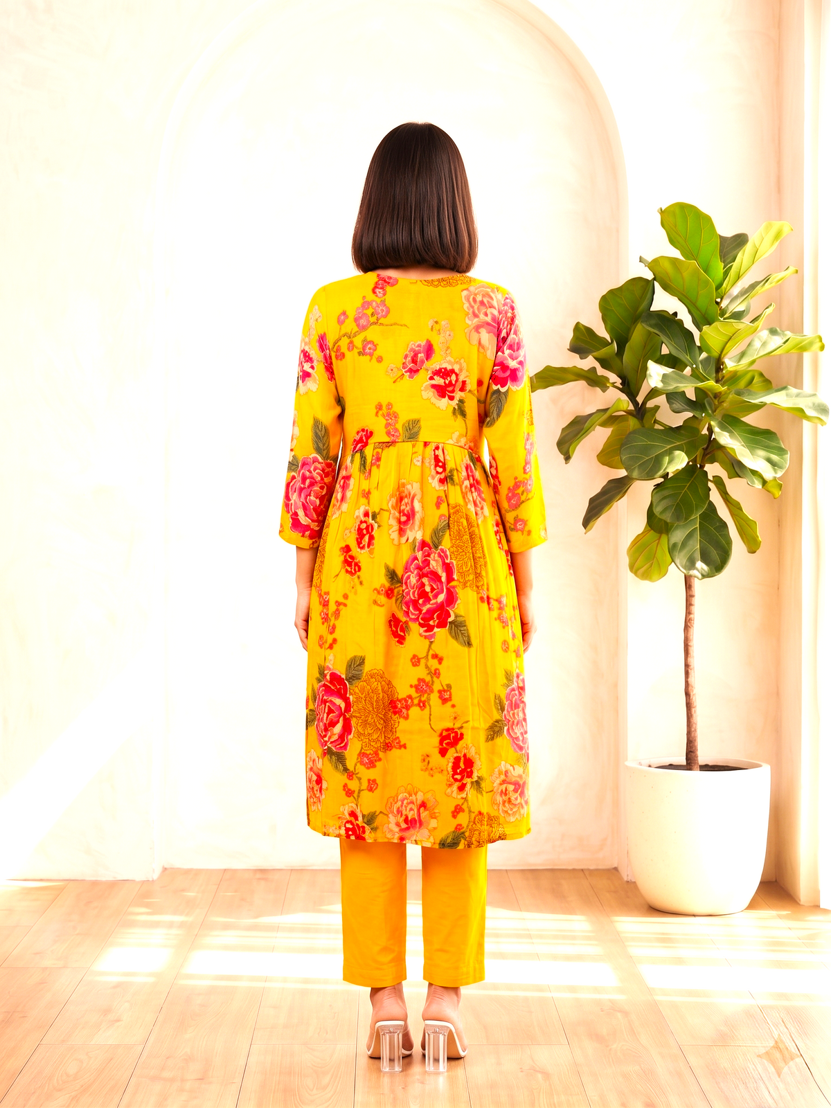 SHILPI GOLD DIGITAL PRINT ANARKALI SUIT SET