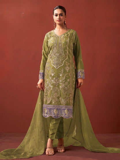 Shamsad forest Full Work lawn suit set