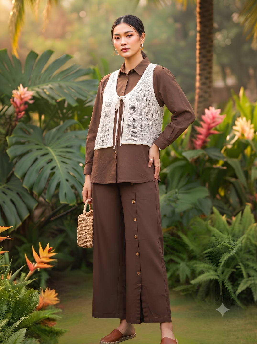 Ivanka browny cotton co-ord set