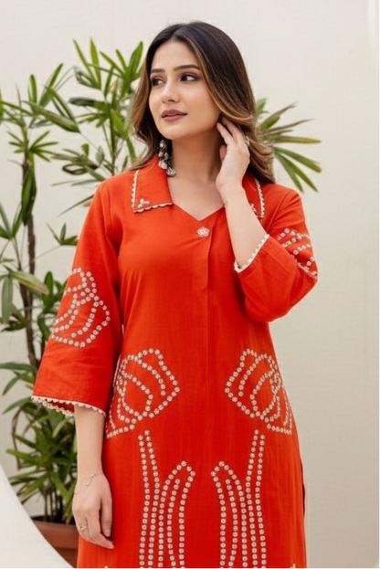 Girnar Apricot Cotton suit set