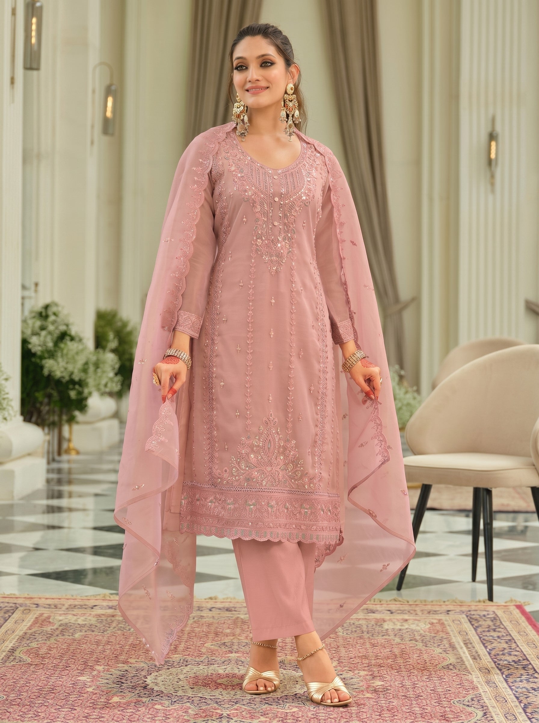 Adab softpink full work suit set