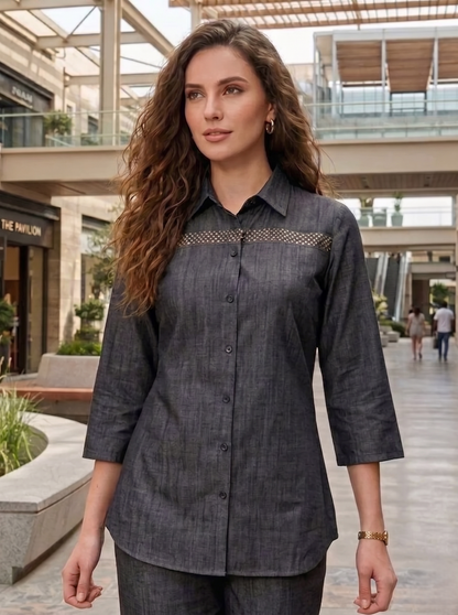 Prisha iridium denim co-ord set