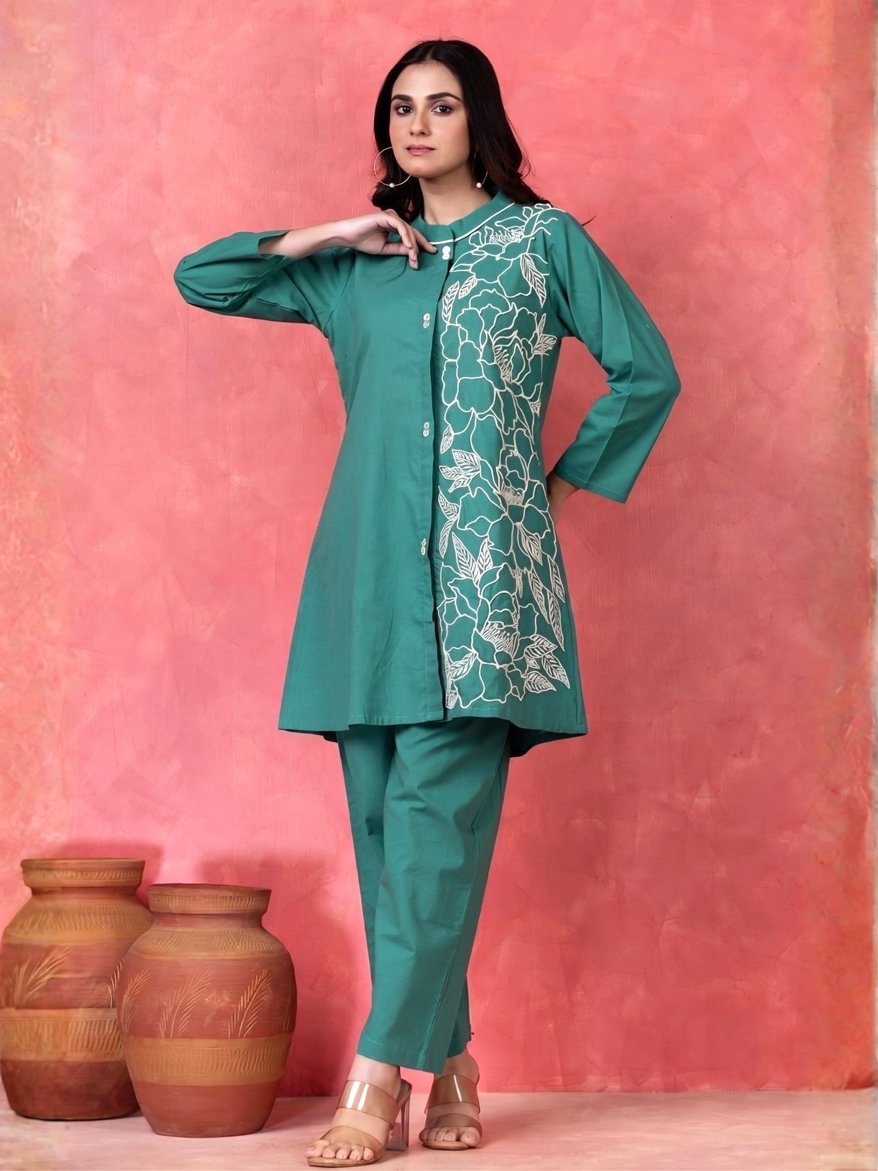 Gaur kelly embroidery cotton co-ord set