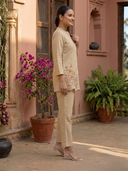 Viyona tan embroidery cotton co-ord set