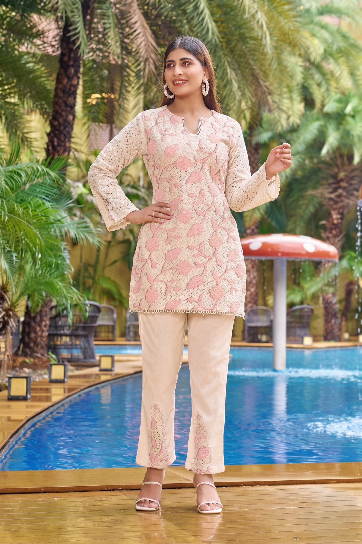 Iyana Toffee embroidery cotton co-ord set