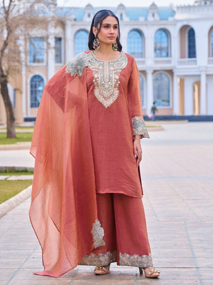 Mihika apricot full work suit set