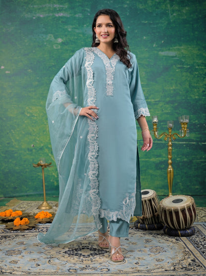 Morni Glacier Embroidered Suit Set