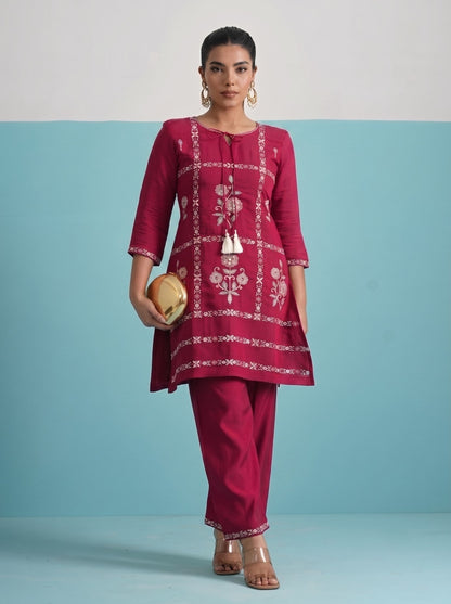 Parikrama flamingo embroidery co-ord set