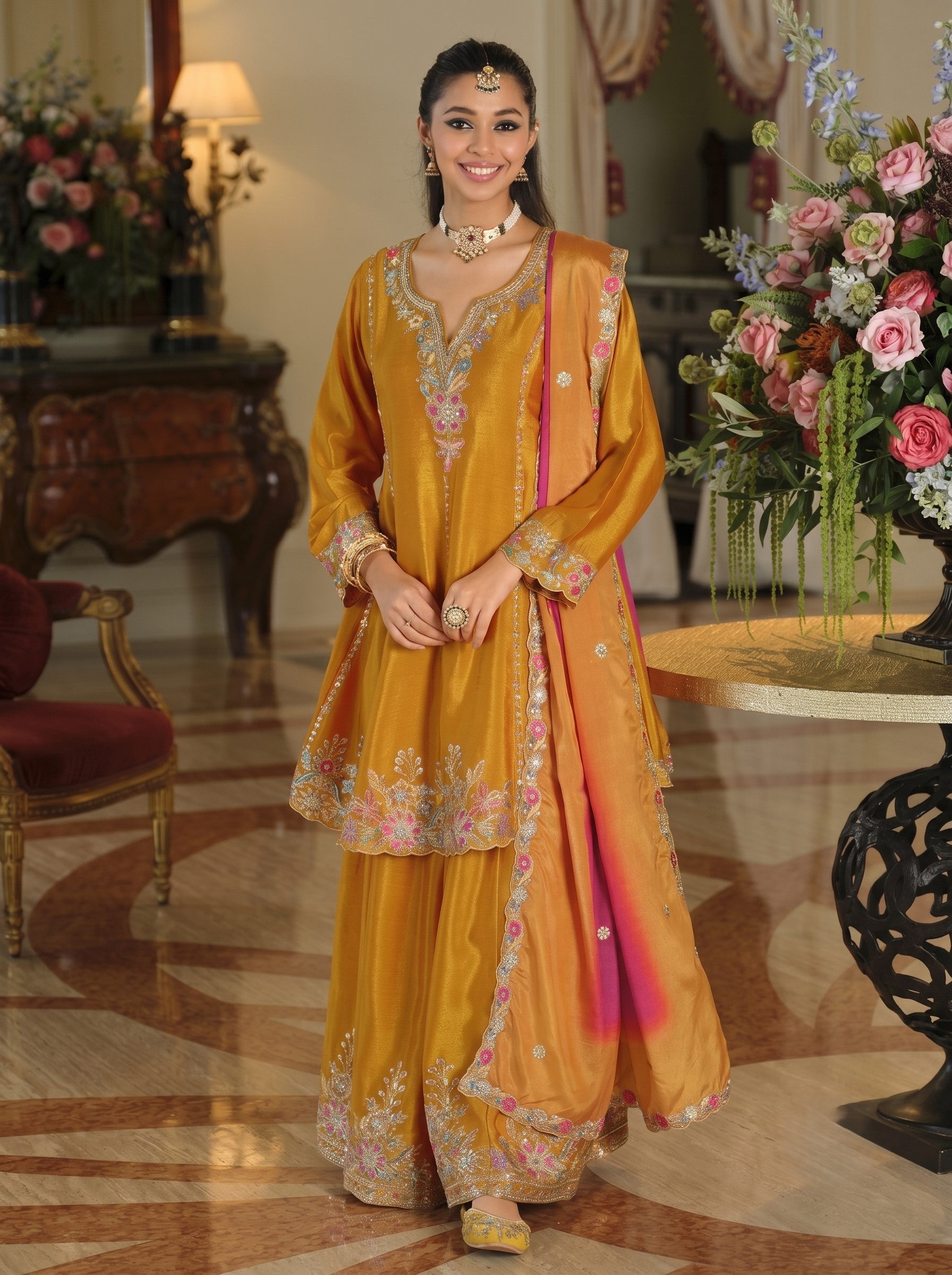 Areesa canary full work suit set