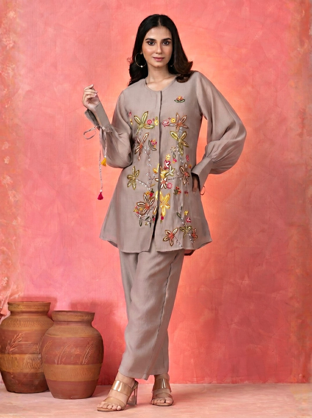 Gaur Ecru Embroidery Co-ord set